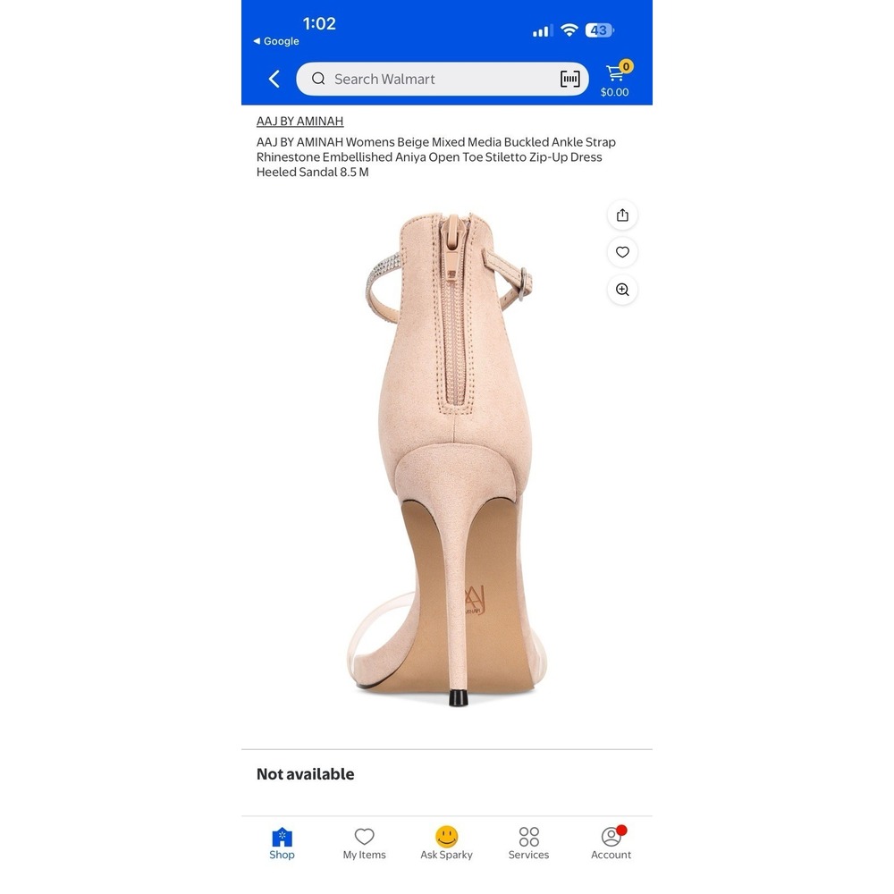 AAJ By Aminah Womens Aniya Lucite High Heel T Strap StilettoSandals Nude Size 10 - Picture 4 of 15